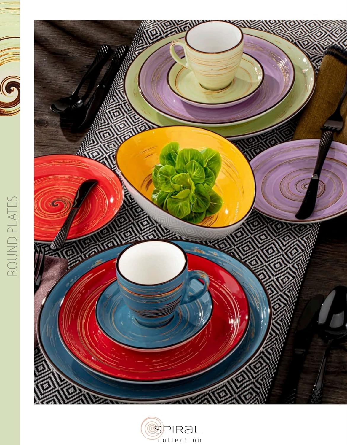 Wilmax SPIRAL Tassenset mit Untertassen, 6-teilig, 190 ml, Porzellan WL-669635/AB6