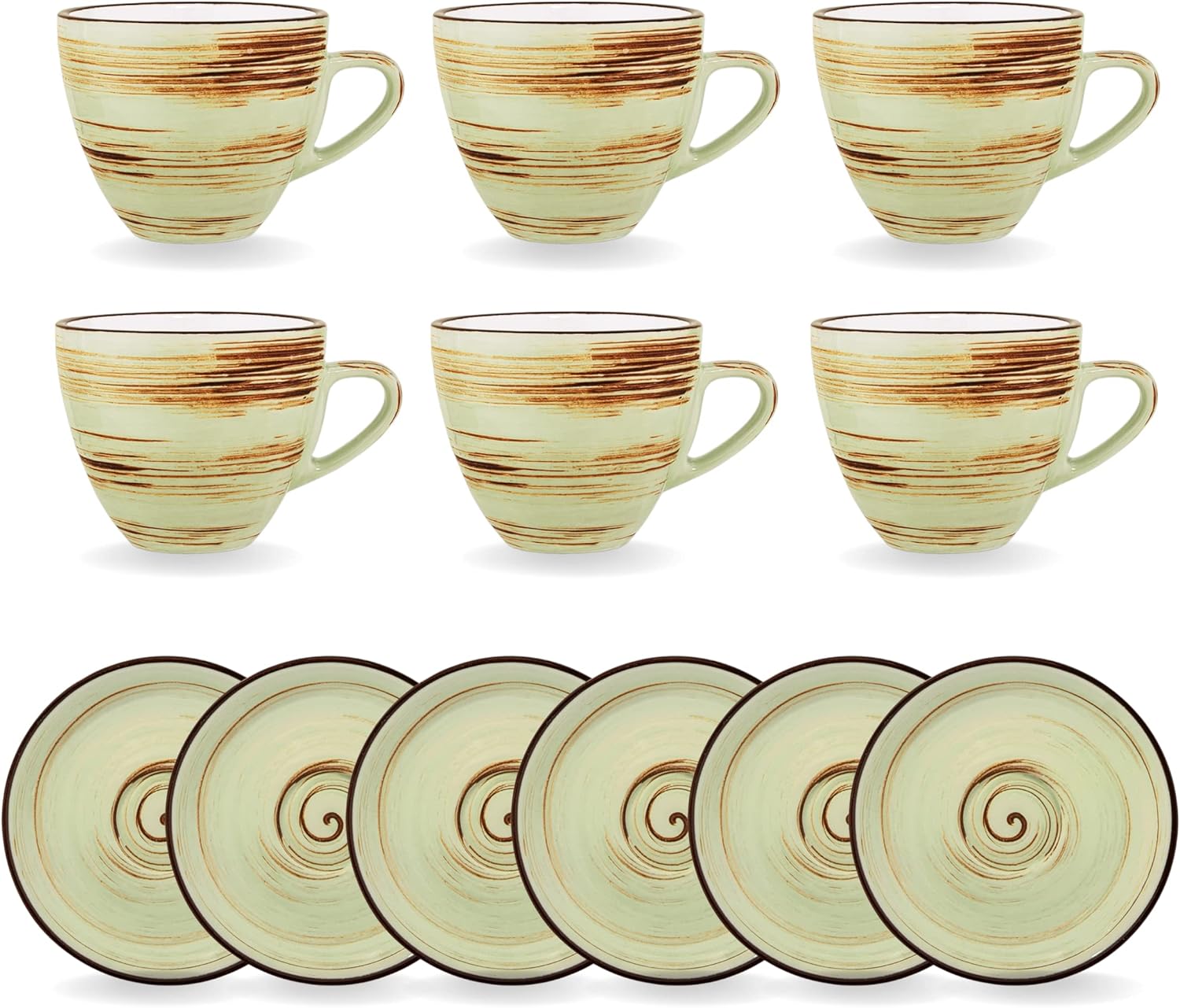 Wilmax Espressotasse mit Untertasse 110 ml 6er-Set Pistazie aus Porzellan