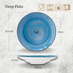 Wilmax Tiefer Teller 25,5 cm 350 ml 2er-Set Blau aus Porzellan