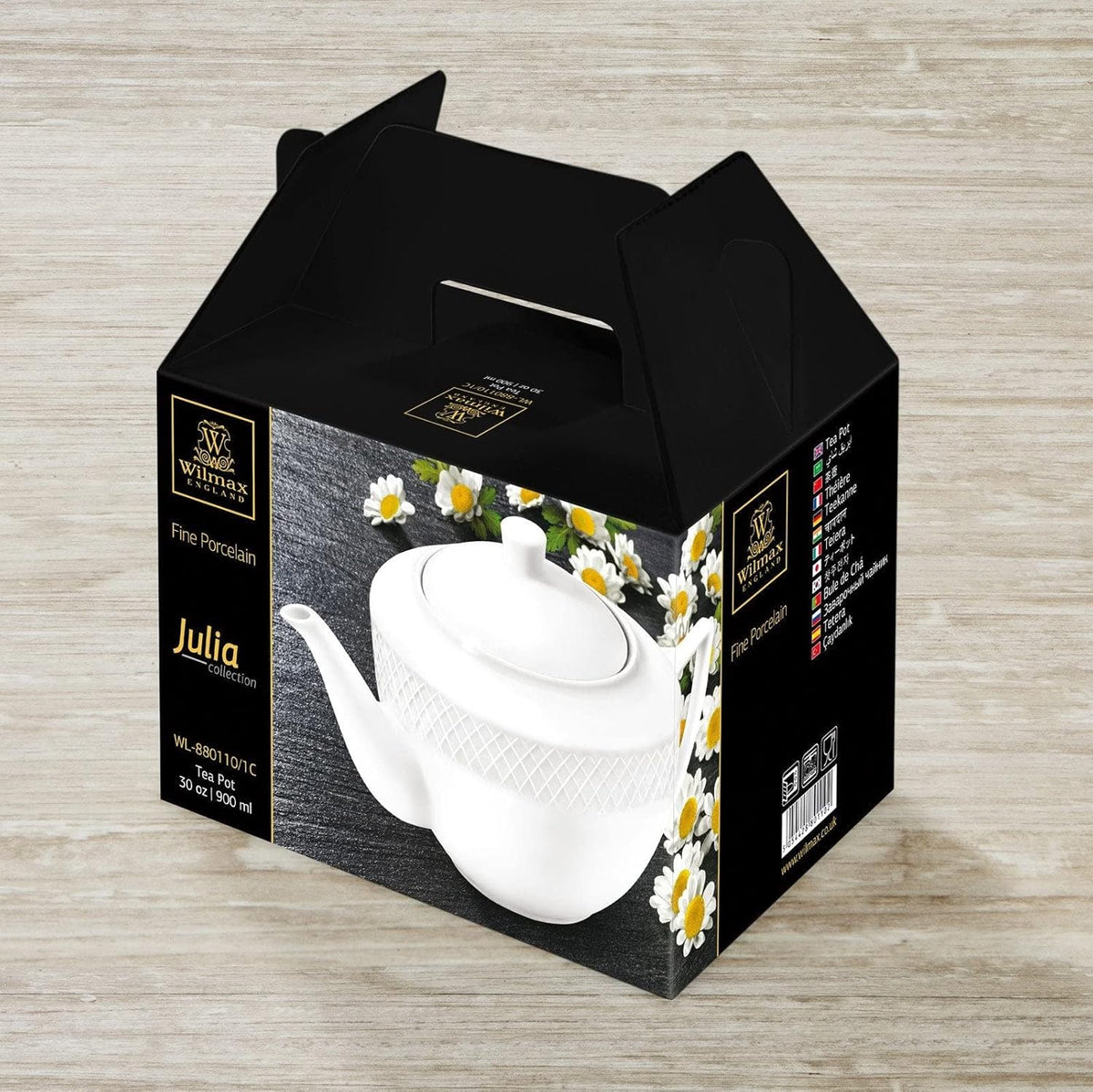 Wilmax Kaffee- und Teekanne mit integriertem Ausgusssieb mit integriertem Ausgusssieb 900 ml Weiß aus Porzellan