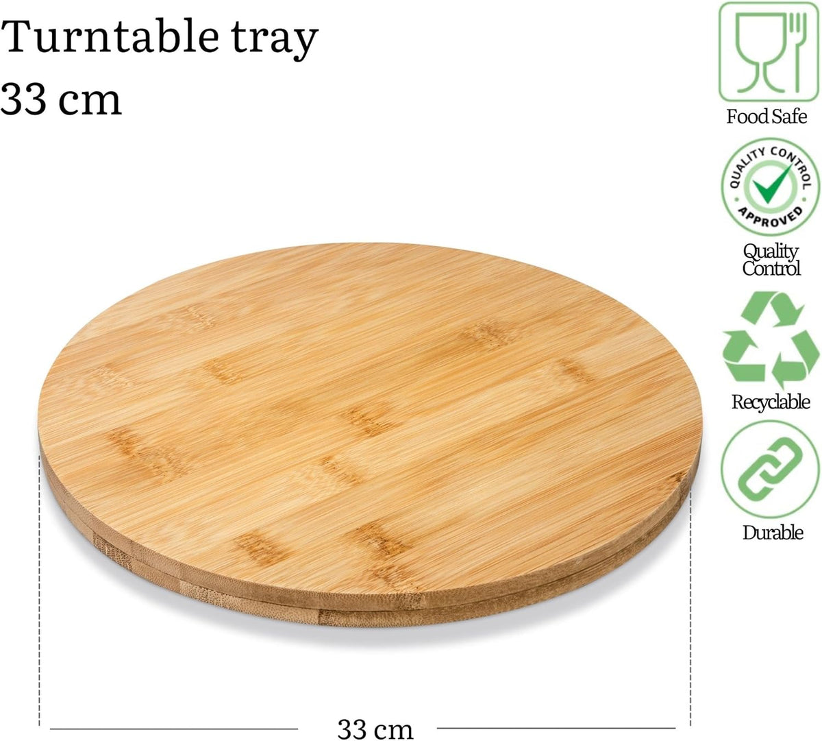 Wilmax Drehbare Servierplatte 33 cm Natur aus Bambus