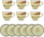 Wilmax Espressotasse mit Untertasse 75 ml 6er-Set Pistazie aus Porzellan