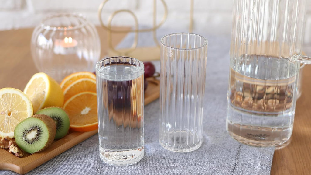 Wilmax Getränkeset 7-teilig mit Krug 1500 ml mit Edelstahldeckel und 6 Gläser 350 ml