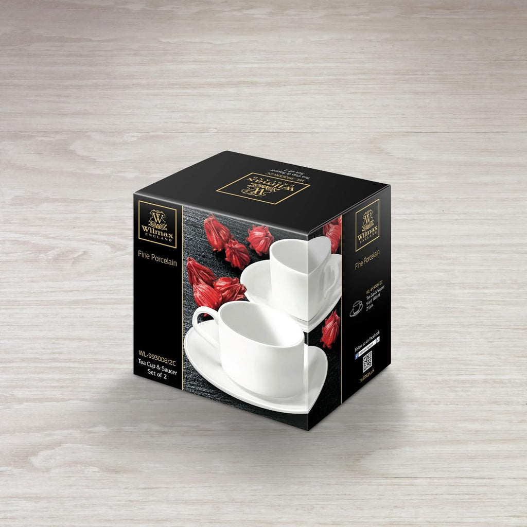 Wilmax Teetassen mit Untertassen 2er Set 160 ml Weiß WL-993006/2C