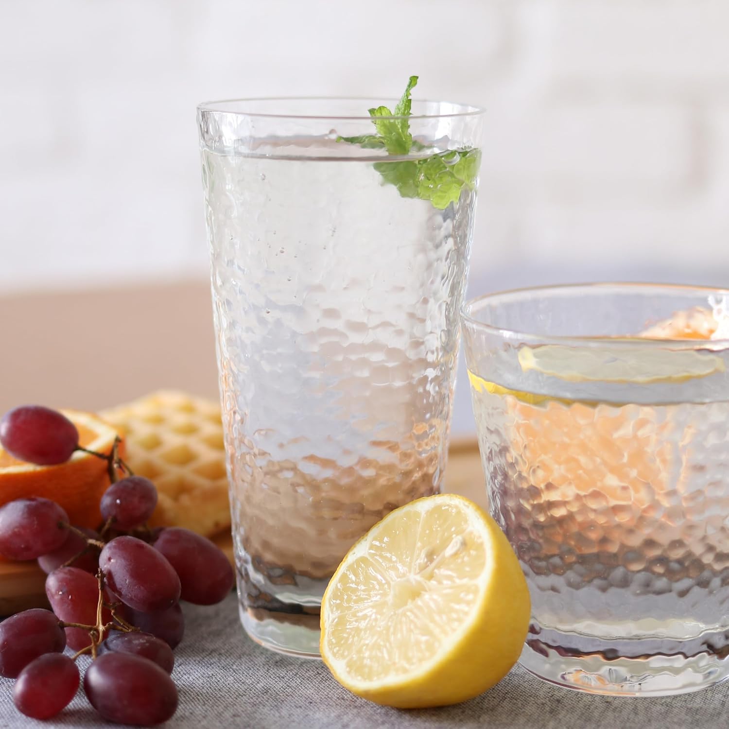 Wilmax Gehämmertes Trinkglas 450 ml 6er-Set Transparent aus Borosilikatglas
