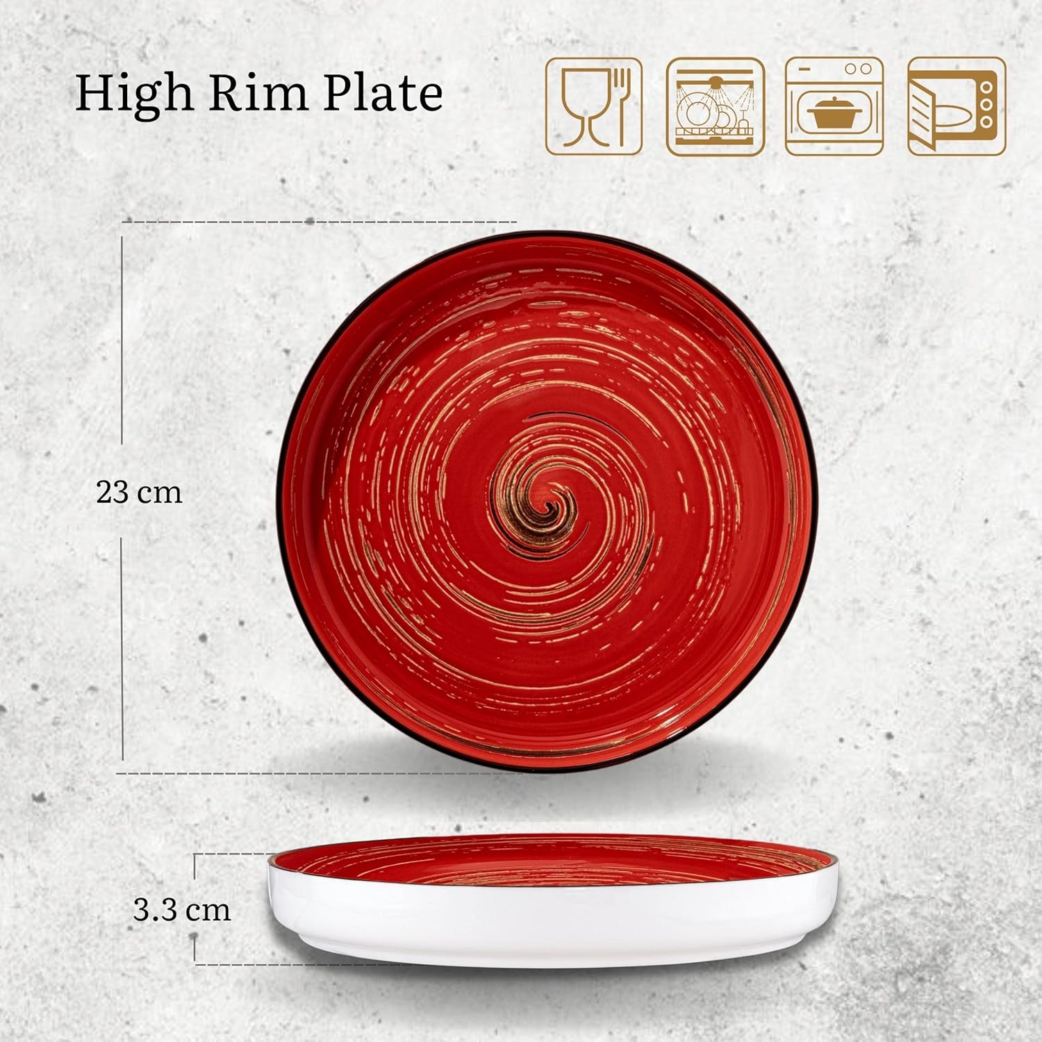 Wilmax Teller 23 cm Rot Porzellan 2er Set WL-669219/A2