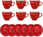 Wilmax Espressotasse mit Untertasse 75 ml 6er-Set Rot aus Porzellan
