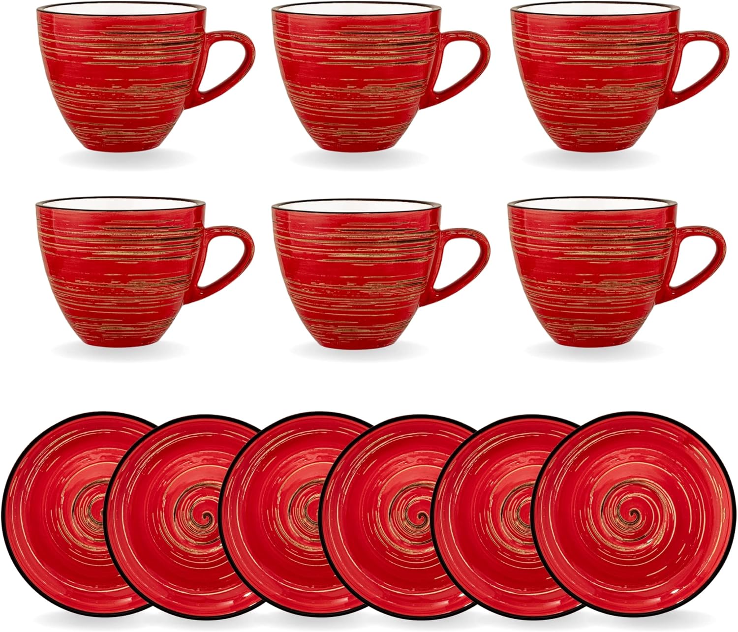 Wilmax Espressotasse mit Untertasse 75 ml 6er-Set Rot aus Porzellan