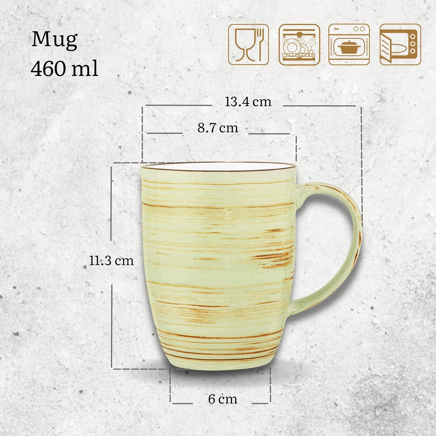 Wilmax SPIRAL Becher | WL-669137/A6 | 6er-Set | 460 ml | Porzellanbecher | Farbe Zartgrün