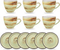 Wilmax Tasse mit Untertasse 190 ml 6er-Set Pistazie aus Porzellan