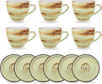 Wilmax Tasse mit Untertasse 190 ml 6er-Set Pistazie aus Porzellan