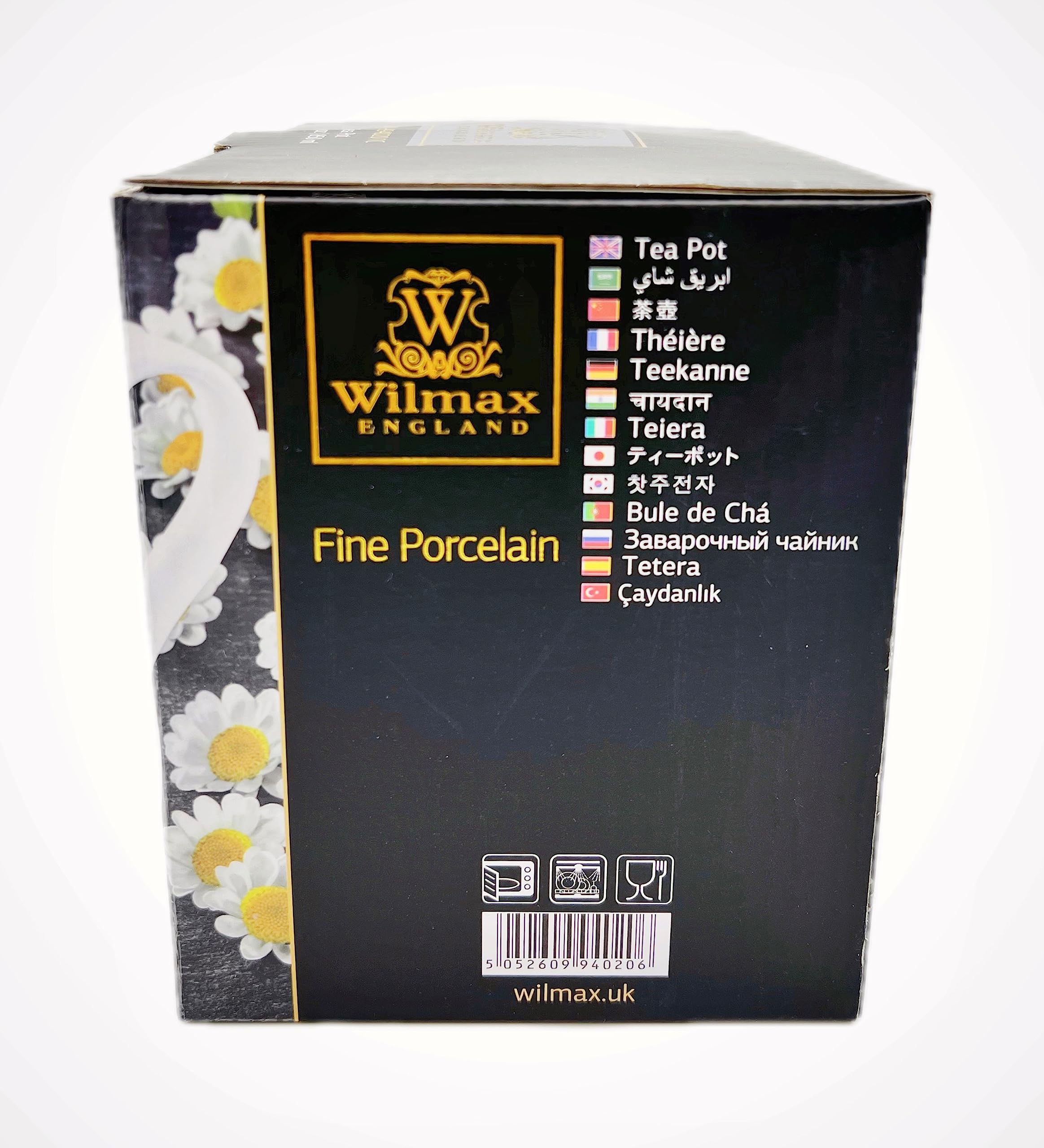 Wilmax WL-994020/1C Porzellan Teekanne, Weiss, 850mL Kapazität