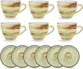 Wilmax Tasse mit Untertasse 300 ml 6er-Set Pistazie aus Porzellan