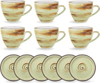 Wilmax Tasse mit Untertasse 300 ml 6er-Set Pistazie aus Porzellan