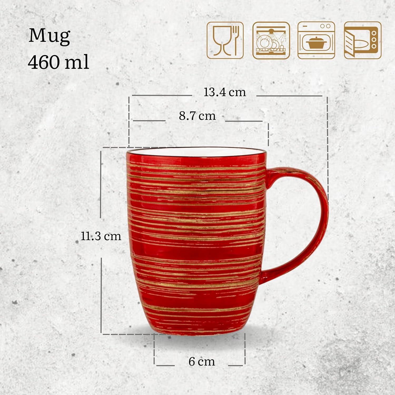 Wilmax Becher 460 ml Rot Porzellan 6er Set WL-669237/A6