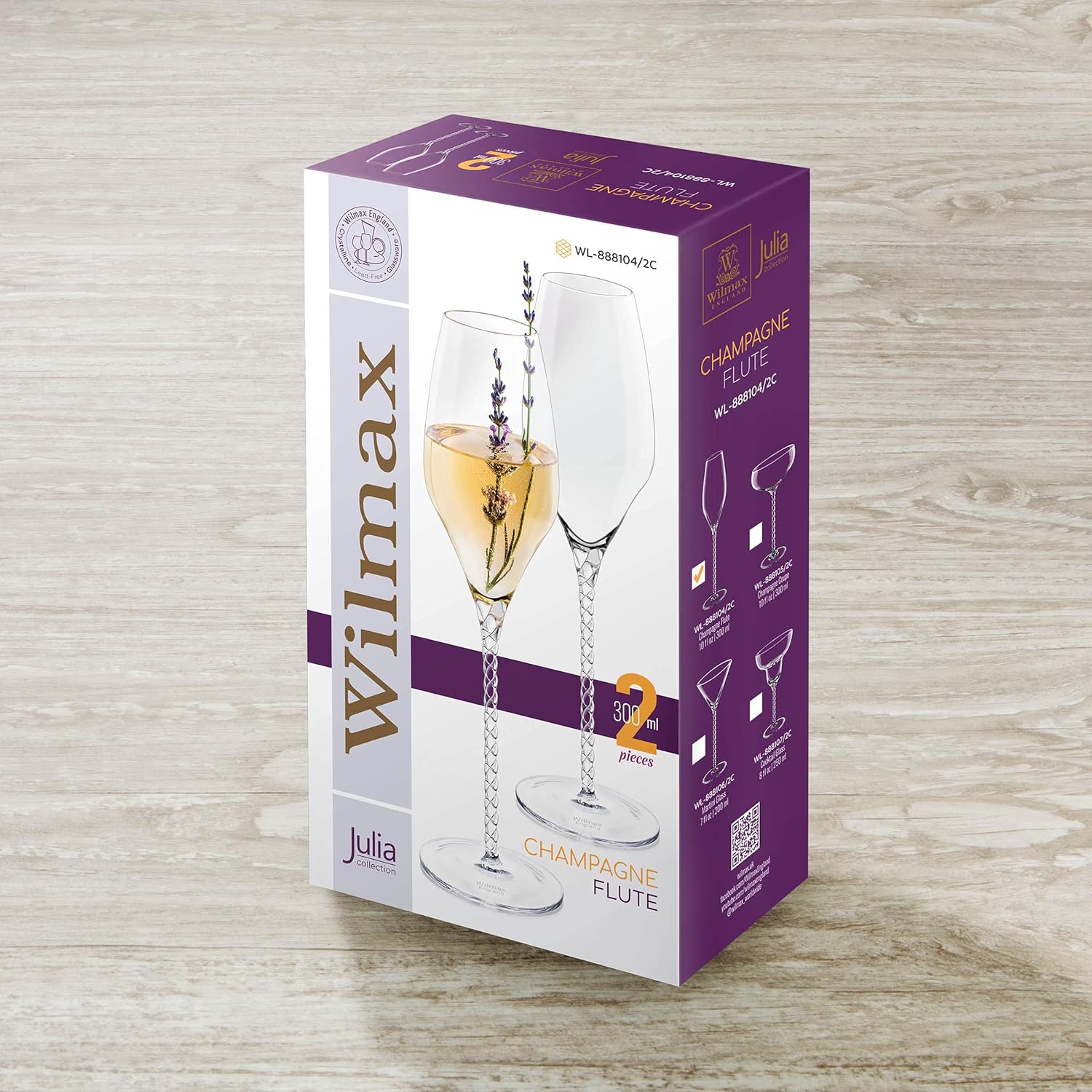 Wilmax WL-888104/2C Champagnerflöte, 300mL Kapazität, 2 Stück