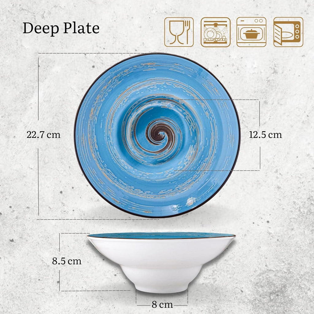 Wilmax Tiefer Teller 22,5 cm 1100 ml Blau aus Porzellan
