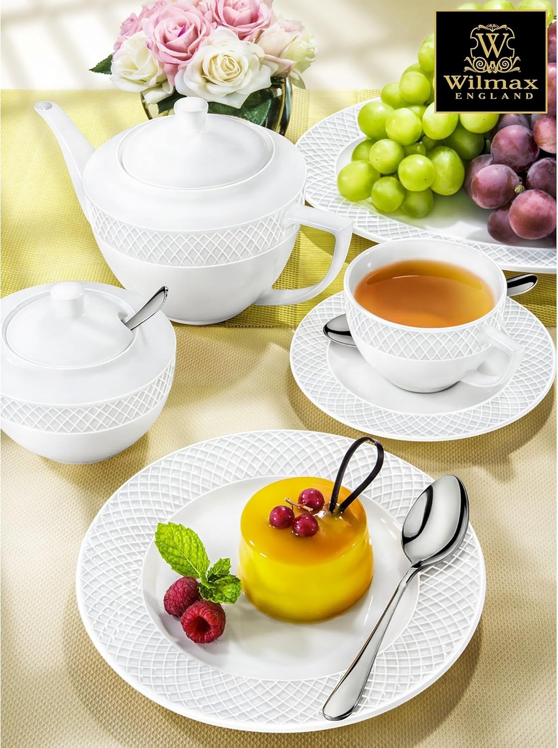 Wilmax Tasse mit Untertasse 170 ml Weiß aus Porzellan