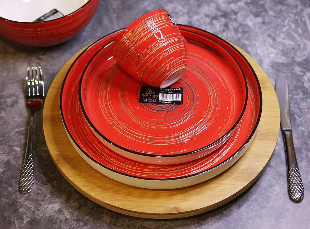 Wilmax Teller 23 cm Rot Porzellan 2er Set WL-669219/A2