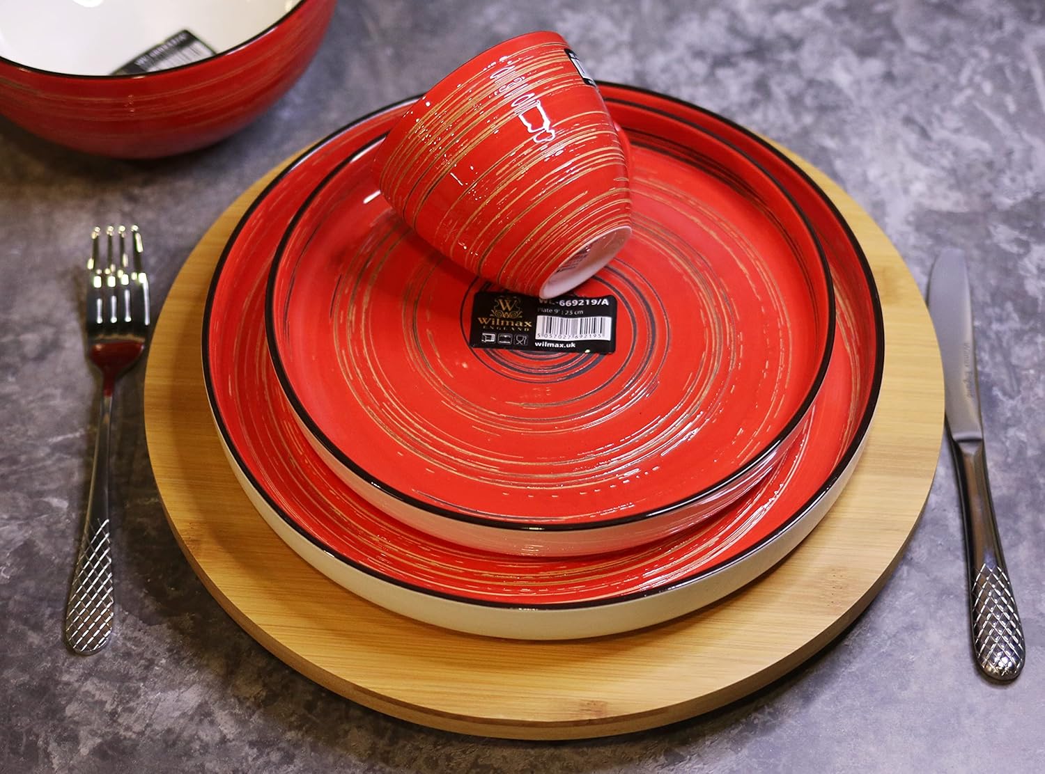 Wilmax Teller 23 cm Rot Porzellan 2er Set WL-669219/A2