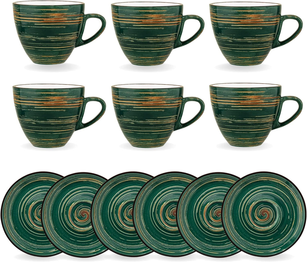 Wilmax Espressotasse mit Untertasse 75 ml 6er-Set Grün aus Porzellan