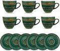 Wilmax Espressotasse mit Untertasse 75 ml 6er-Set Grün aus Porzellan
