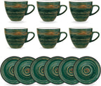 Wilmax Espressotasse mit Untertasse 75 ml 6er-Set Grün aus Porzellan
