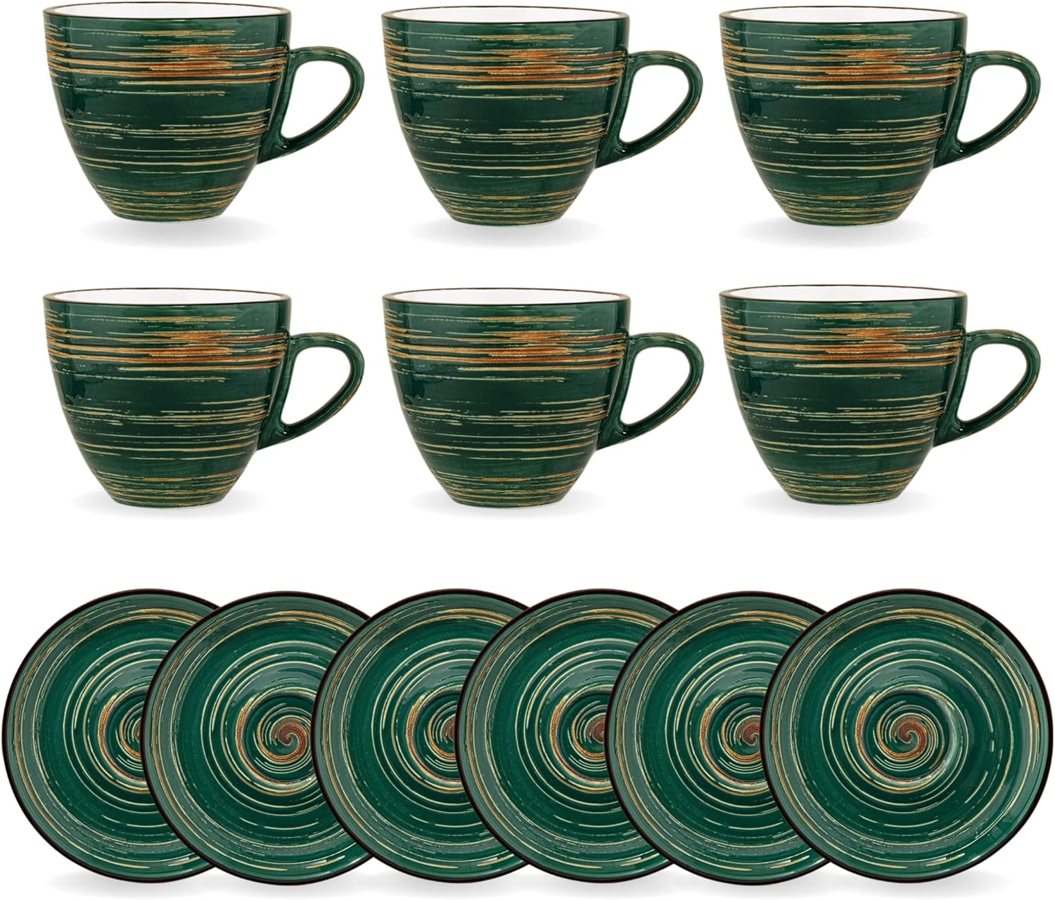 Wilmax Espressotasse mit Untertasse 75 ml 6er-Set Grün aus Porzellan