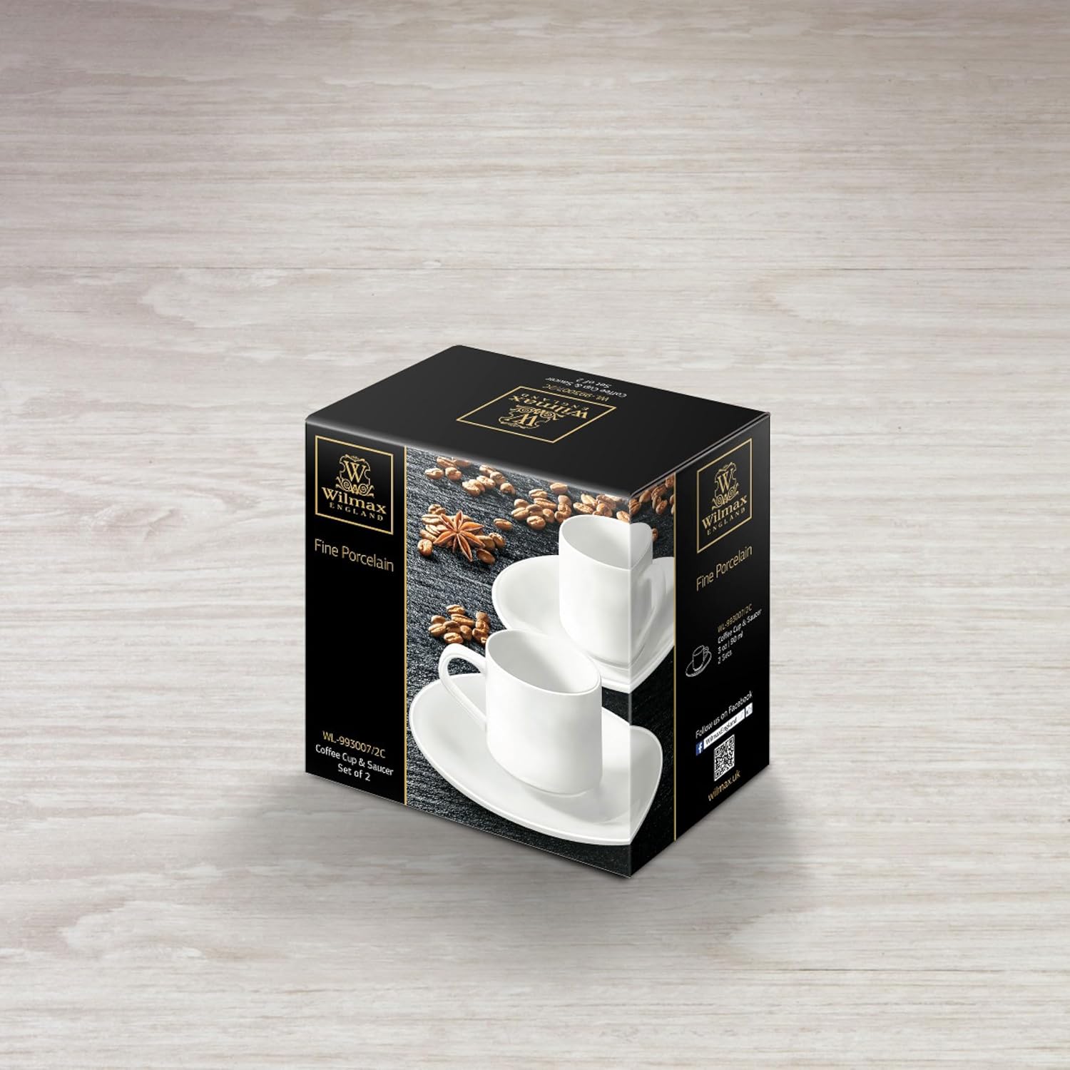 Wilmax WL-993007/2C Porzellan Kaffeetassen- und Untertassen-Set, Weiss, 90mL Kapazität, 2 Stück