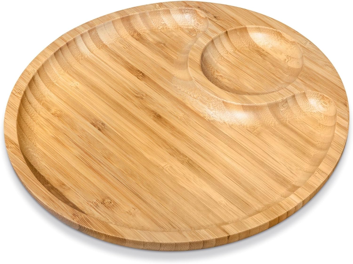 Wilmax Servierplatte mit 2 Fächern 30,5 cm Natur aus Bambus
