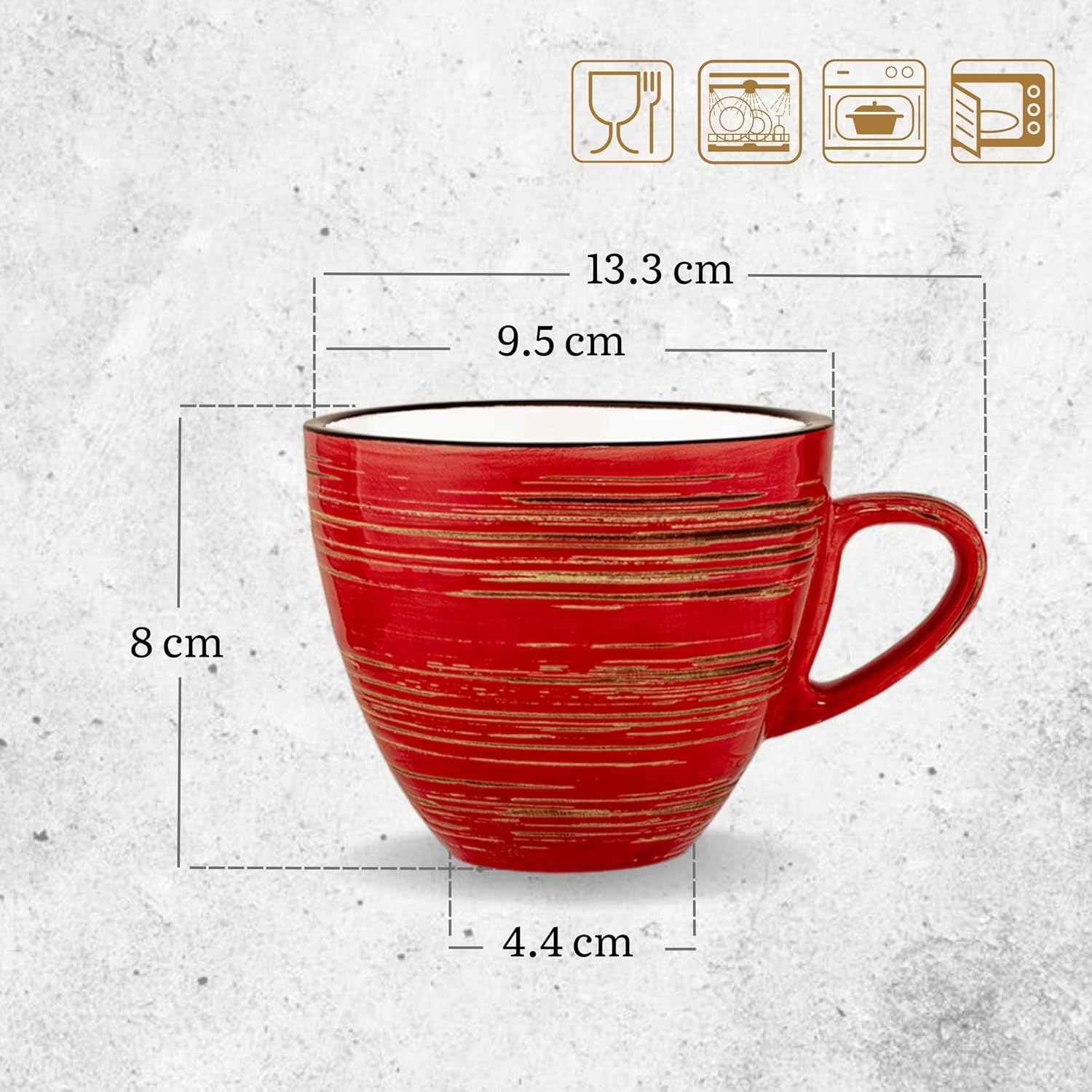 Wilmax Kaffeetasse, 300 ml, Rot, Porzellan, WL-669236/A