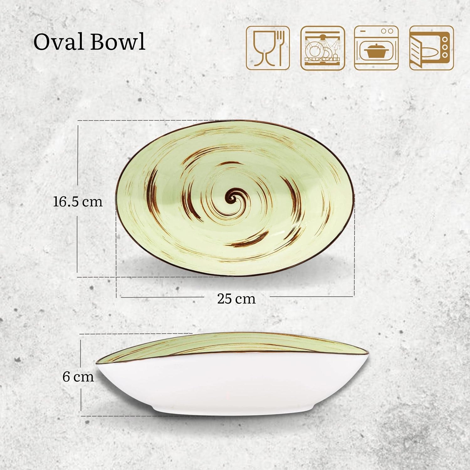 Wilmax Porzellanschüssel Oval 25 cm Pistazienfarben WL-669140/A