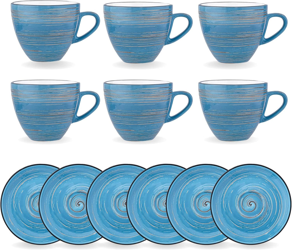 Wilmax Espressotasse mit Untertasse 75 ml 6er-Set Blau aus Porzellan