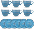 Wilmax Espressotasse mit Untertasse 75 ml 6er-Set Blau aus Porzellan