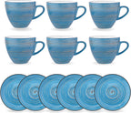 Wilmax Espressotasse mit Untertasse 75 ml 6er-Set Blau aus Porzellan