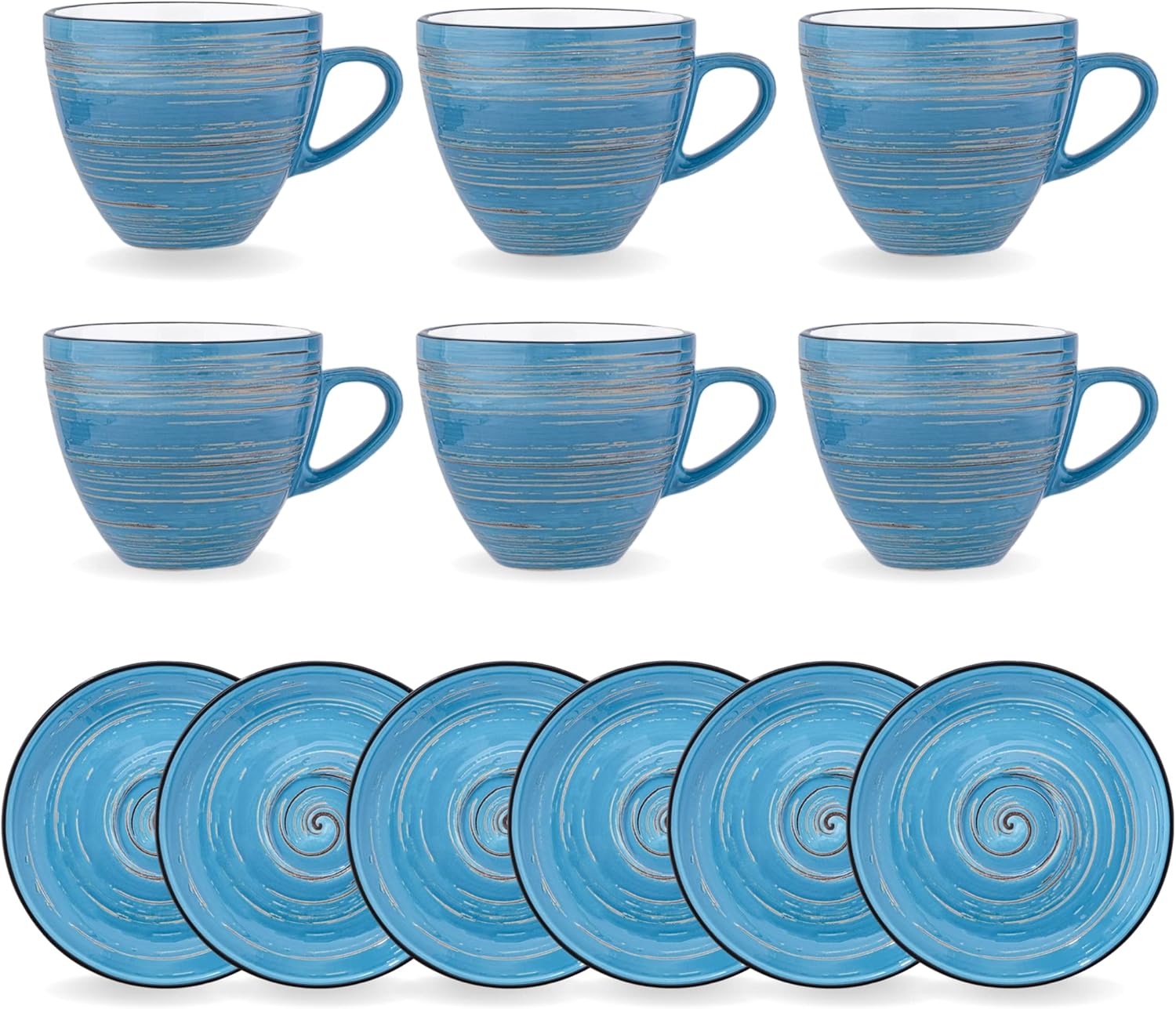 Wilmax Espressotasse mit Untertasse 75 ml 6er-Set Blau aus Porzellan