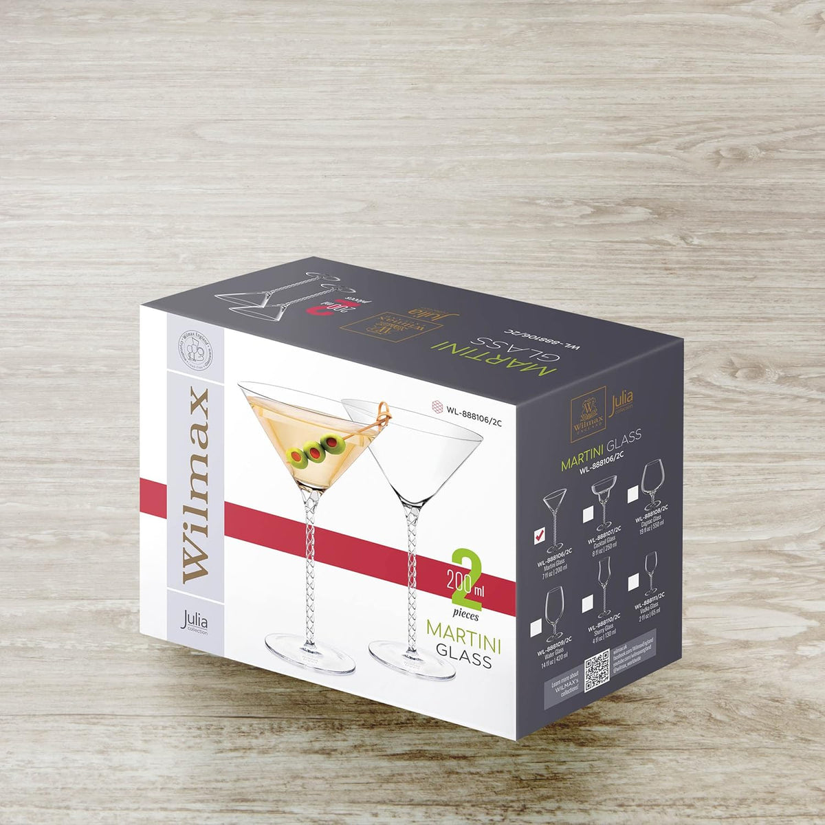 Wilmax Martiniglas 200 ml 2er-Set Transparent aus Wilmax Crystalline-Serie