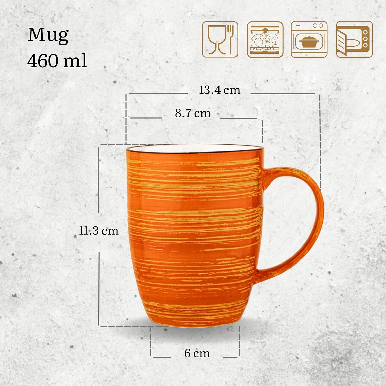 Wilmax Becher 460 ml Orange Porzellan 6er Set WL-669337/A6