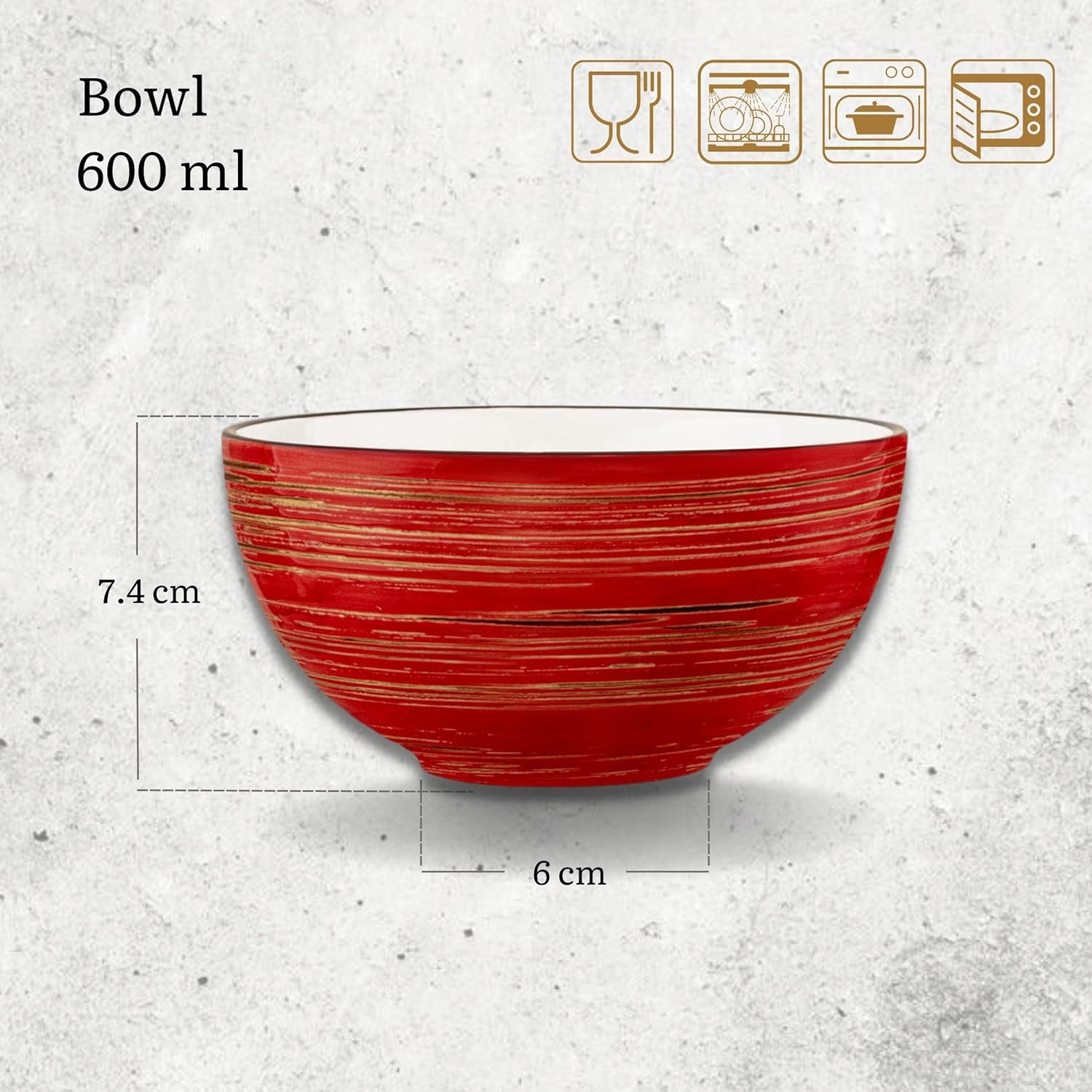 Wilmax Porzellanschüssel, rot, 14 cm Durchmesser, 600 ml WL-669230/A