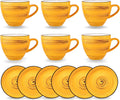 Wilmax Tasse mit Untertasse 300 ml 6er-Set Gelb aus Porzellan