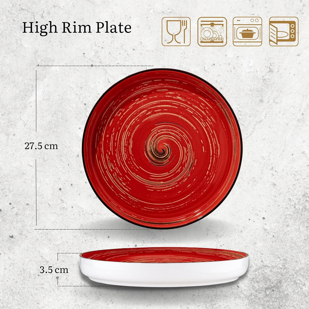 Wilmax Teller 28 cm Rot aus Porzellan
