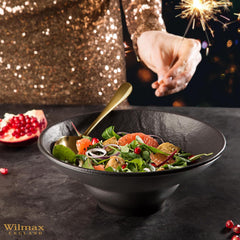 Wilmax Tiefes Porzellanteller-Set 2-teilig 1100 ml Schwarz WL-661113/A2