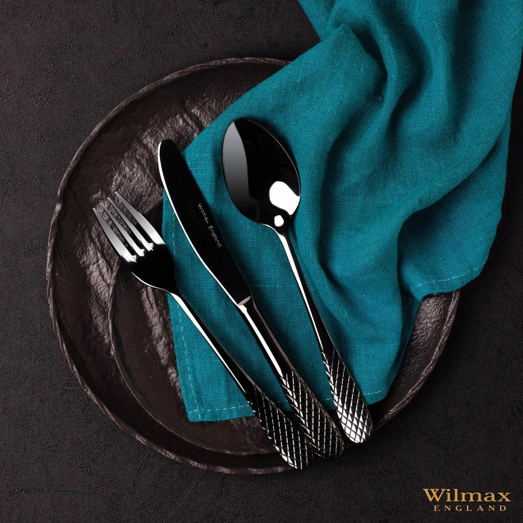 Wilmax Runde Platte 20,5 cm 3er-Set Schwarz aus Porzellan