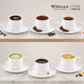 Wilmax Tasse mit Untertassen 200 ml 6er-Set Weiß aus Porzellan