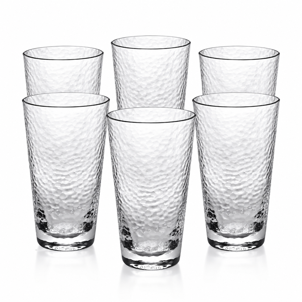Wilmax Gehämmertes Trinkglas 450 ml 6er-Set Transparent aus Borosilikatglas