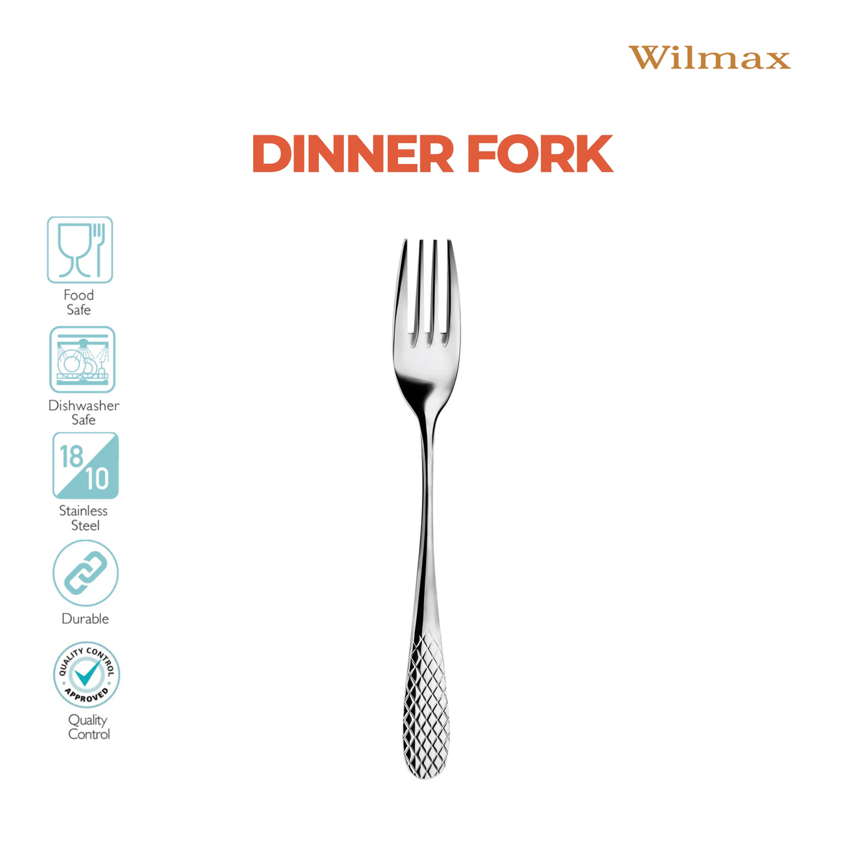 Wilmax Dessertgabel 19 cm 6er-Set Silber aus Edelstahl