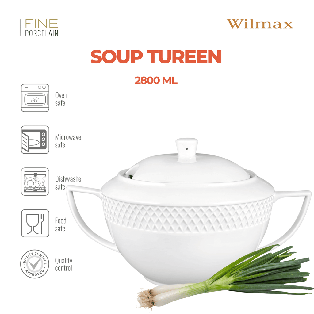 Wilmax Suppenterrine mit Deckel 2800 ml Weiß Porzellan WL-880101511/A