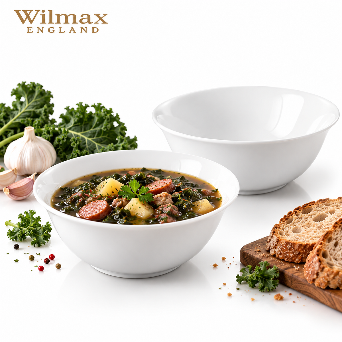Wilmax Schale 700 ml 15 cm 2er-Set Weiß aus Porzellan