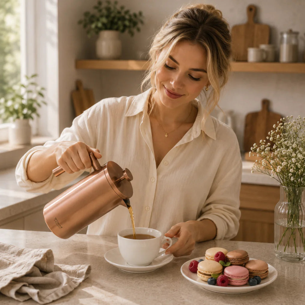 Wilmax French Press 1000 ml aus Edelstahl
