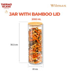 Wilmax Vorratsglas 2000 ml mit Bambusdeckel Transparent